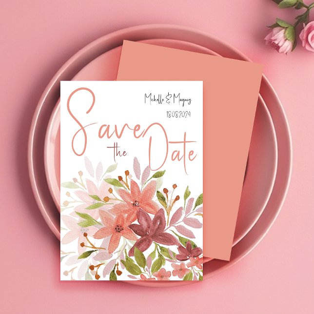 Elegant Rustic Terracotta Blush Green Save The Date (Creator Uploaded)