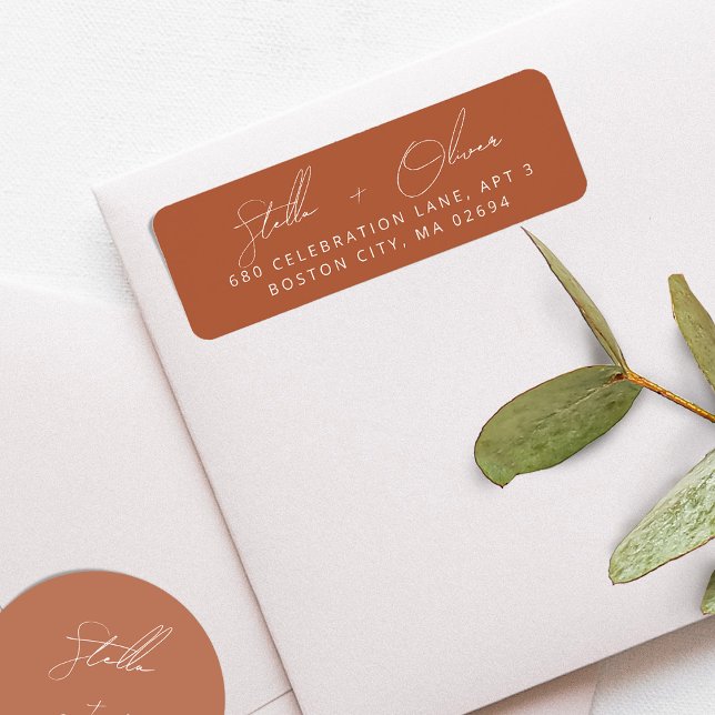 Elegant Rustic Terracotta Calligraphy Address Label (Elegant Rustic Terracotta Calligraphy Address Label)