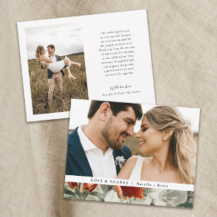 Elegant Rustic Terracotta Floral 2 Photo Wedding  Thank You Card