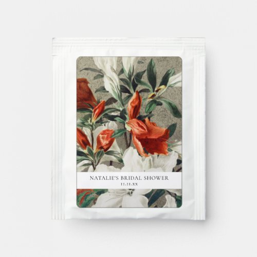 Elegant Rustic Terracotta Florals Bridal Shower  Tea Bag Drink Mix