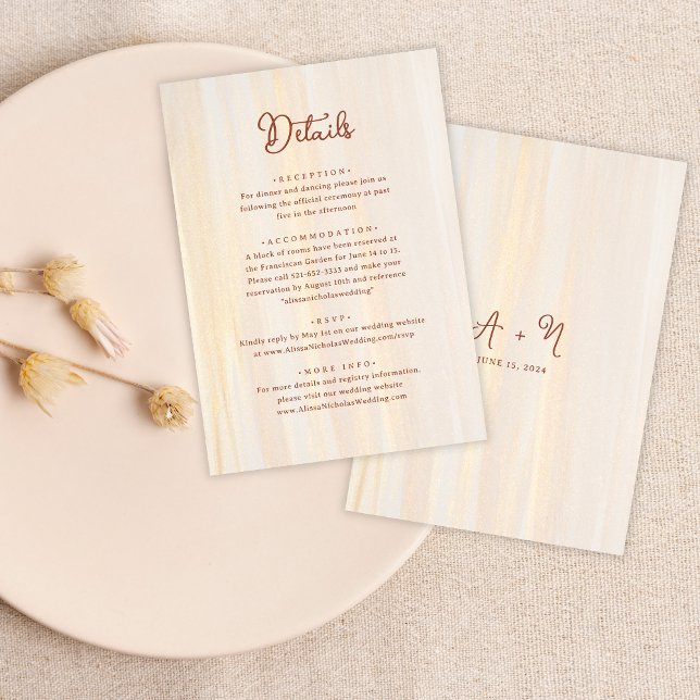 Elegant Rustic Terracotta & Gold Monogram Wedding Enclosure Card (Creator Uploaded)