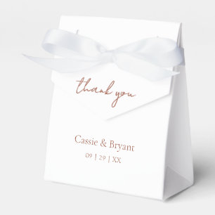 Elegant Rustic Terracotta Script Thank You Favor Boxes