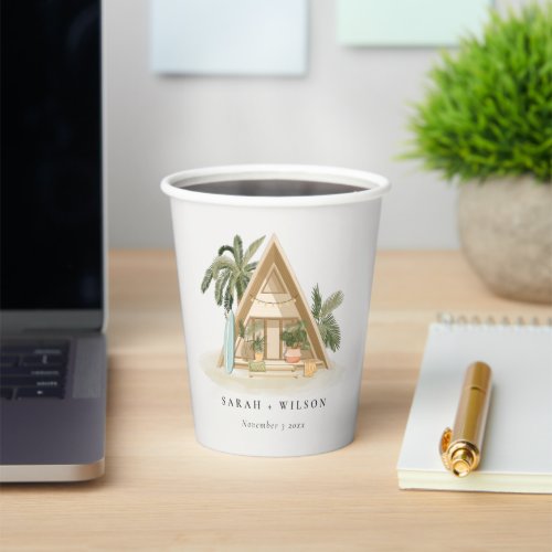 Elegant Rustic Tropical Palm Beach Shack Wedding Paper Cups