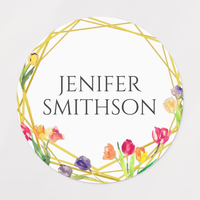 Elegant Rustic Tulip Spring Flowers Add Your Name Labels (Design 3)