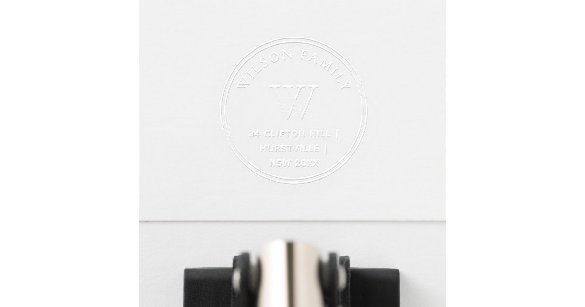 Elegant Rustic Typography Monogram Return Address Embosser Zazzle