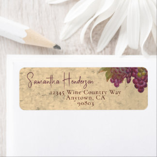 Elegant Rustic Vineyard Watercolor Return Address Label