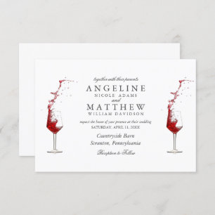 Elegant Rustic Vineyard & Wine Glass Wedding Card