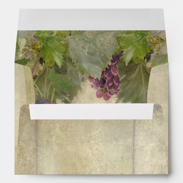 Elegant Rustic Vineyard Winery Autumn Wedding Envelope (Back (Bottom))