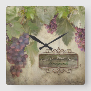 Elegant Rustic Vineyard Winery Fall Autumn Wine Square Wall Clock