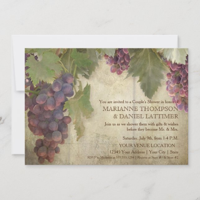 Elegant Rustic Vineyard Winery Fall Couples Shower Invitation (Front)