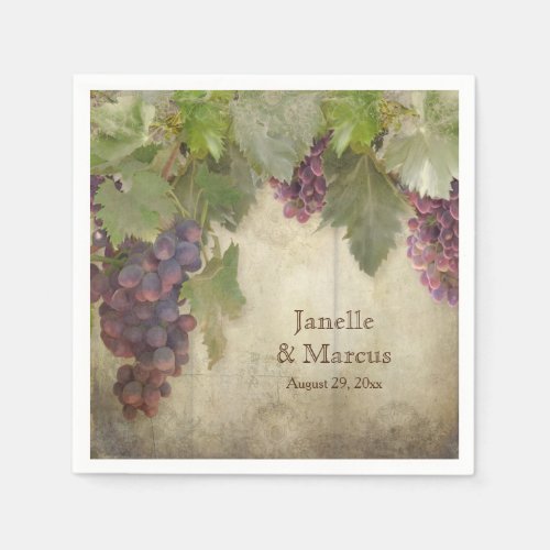 Elegant Rustic Vineyard Winery Fall Reception Paper Napkins