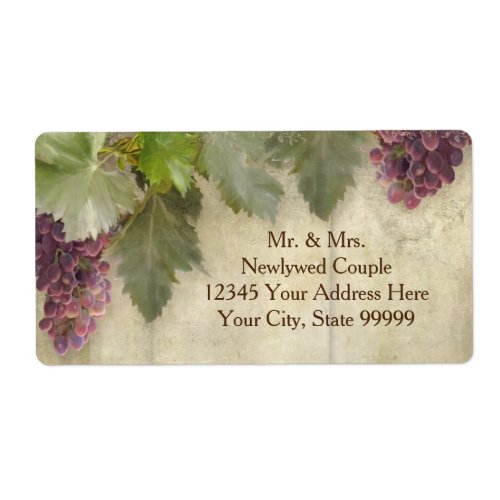 Elegant Rustic Vineyard Winery Fall Wedding Label