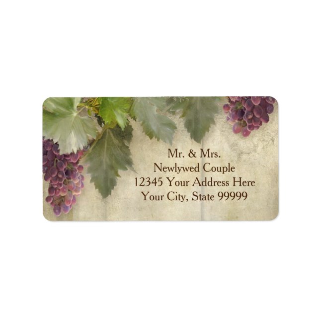 Elegant Rustic Vineyard Winery Fall Wedding Label (Front)
