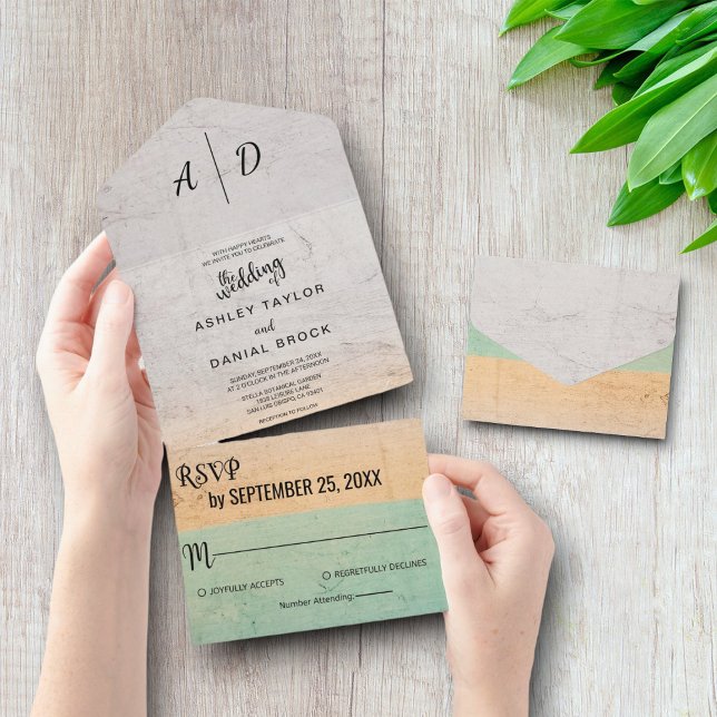 Elegant rustic vintage All in One Wedding Invite (Creator Uploaded)