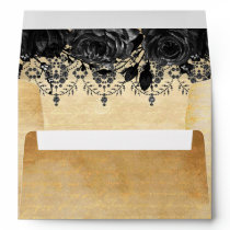 Elegant Rustic Vintage Black Floral  Envelope