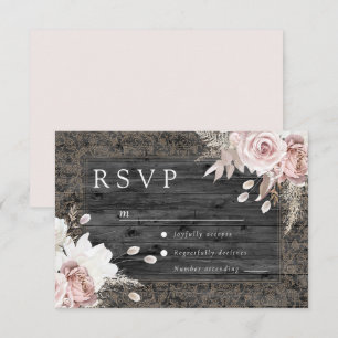 Elegant Rustic Vintage Blush Floral Wedding RSVP Card