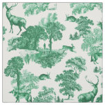 Elegant Rustic Vintage Green Country Toile Deer Fabric