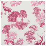 Elegant Rustic Vintage Pink French Toile Deer Fox  Fabric