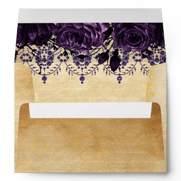 Elegant Rustic Vintage Purple Floral   Envelope