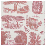 Elegant Rustic Vintage Red Country Toile Fabric
