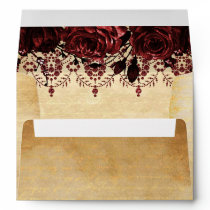 Elegant Rustic Vintage Red Floral  Envelope
