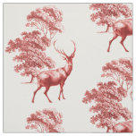 Elegant Rustic Vintage Red French Toile Deer Fabric