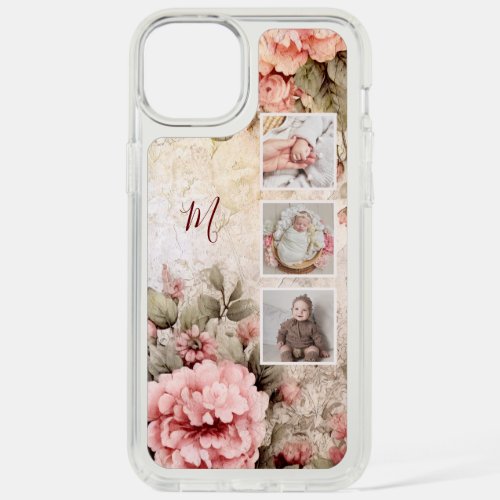 Elegant Rustic Vintage Roses 3_Photos  Monogram iPhone 15 Plus Case