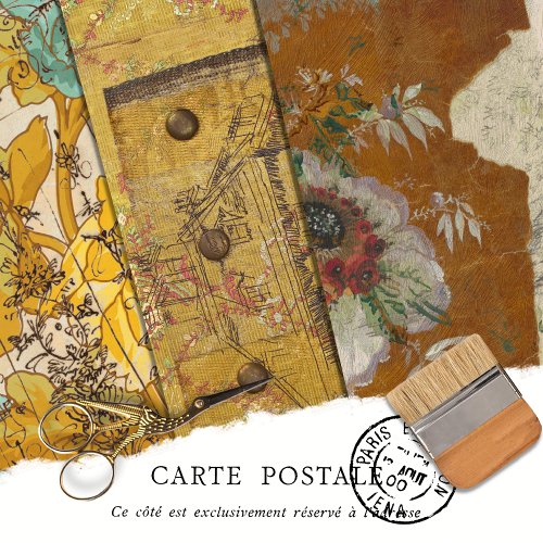 Elegant Rustic Vintage Texture Decoupage Wrapping Paper Sheets