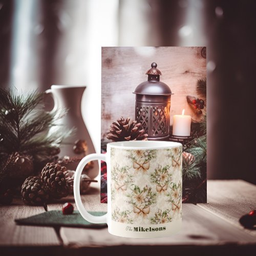 Elegant Rustic Watercolor Botanical Christmas Coffee Mug