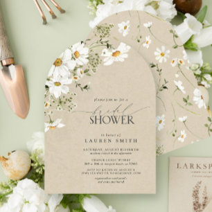 Elegant Rustic Watercolor Daisy Bridal Shower Invitation