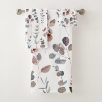 Elegant Rustic Watercolor Eucalyptus Leaves