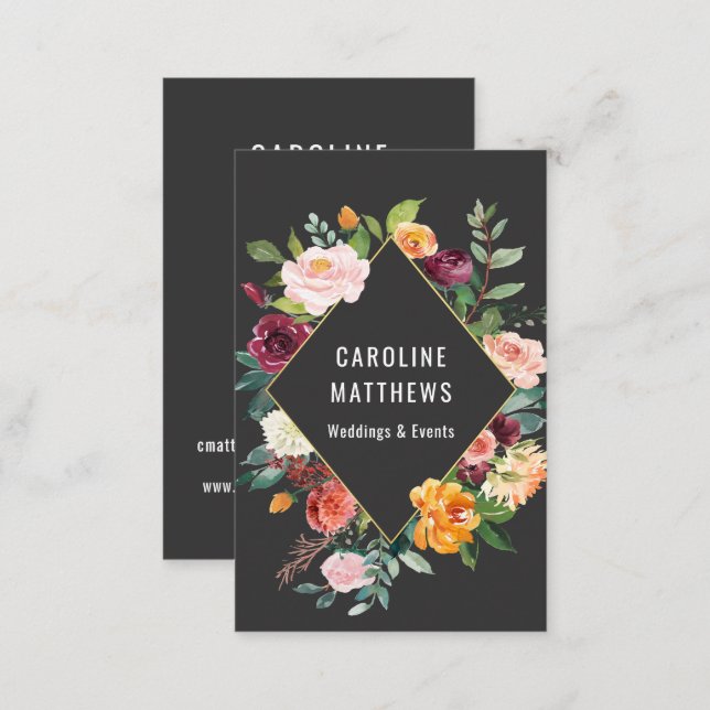 Elegant Rustic Watercolor Floral Business Card (Front/Back)