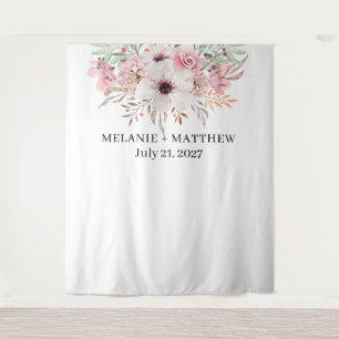 Elegant Rustic Watercolor Floral Wedding Backdrop