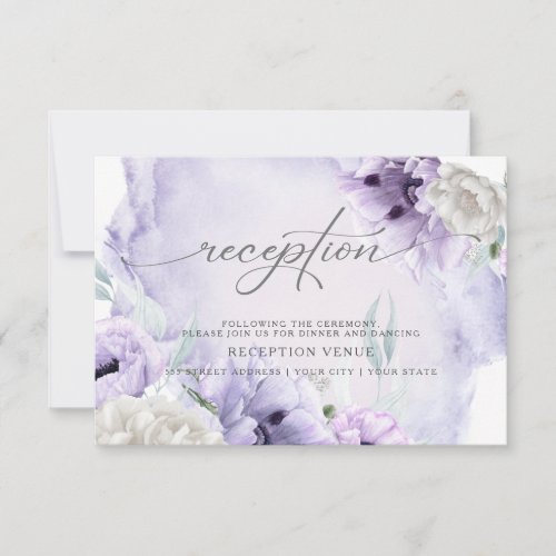 Elegant  Rustic Watercolor Violet Poppies Invitation