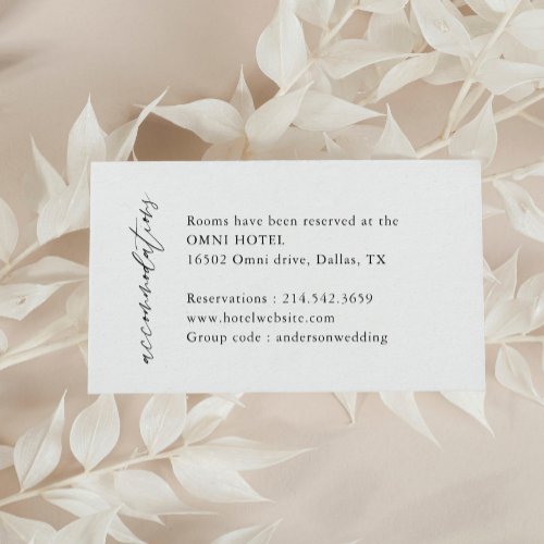 Elegant Rustic Wedding Accommodations Enclosure Card