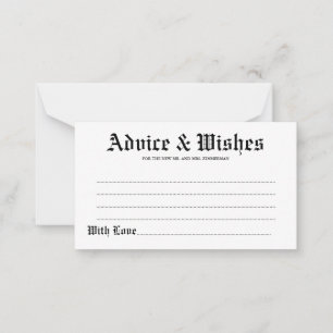 Elegant Rustic Wedding Advice & Wishes Card