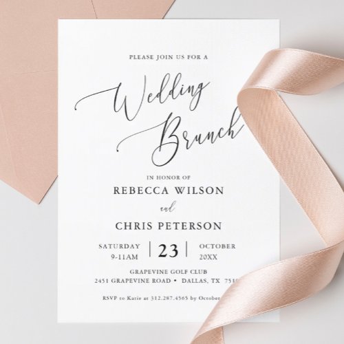 Elegant Rustic Wedding Brunch Invitation