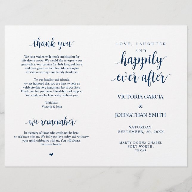 Elegant Rustic Wedding Ceremony Foldable Programs (Front)