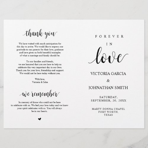 Elegant Rustic Wedding Ceremony Foldable Programs