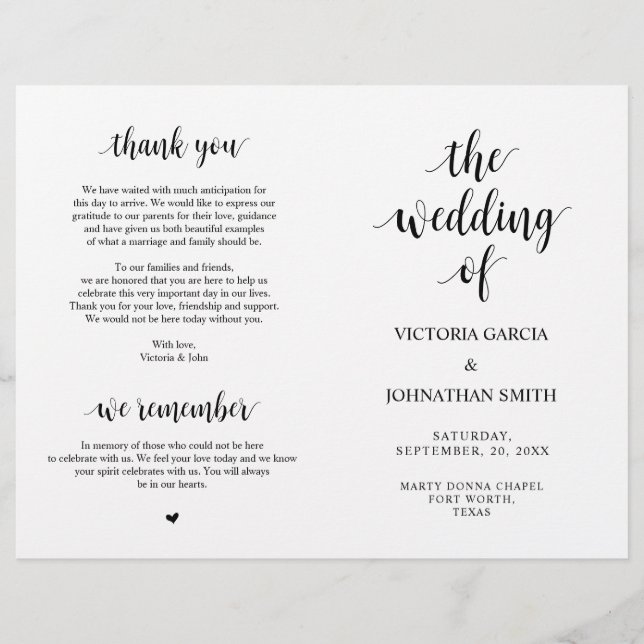 Elegant Rustic Wedding Ceremony Foldable Programs (Front)