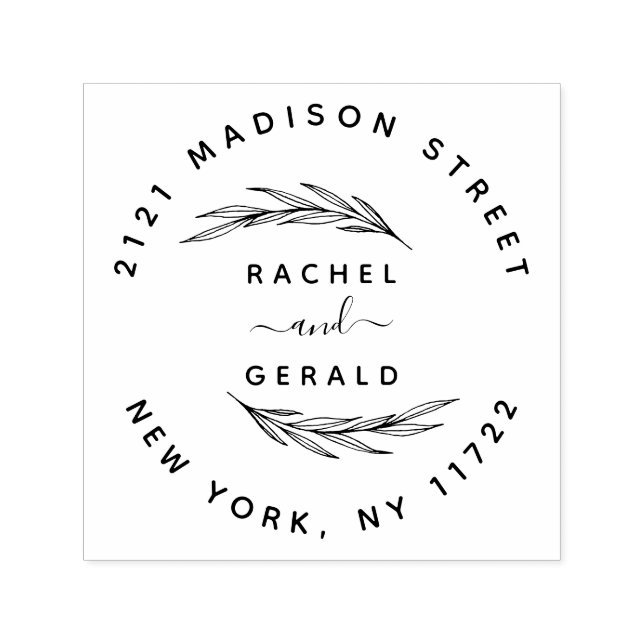 Elegant Rustic Wedding Custom Names Address  Self- Self-inking Stamp (Design)