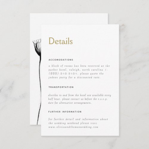 Elegant Rustic Wedding Details Enclosure Card