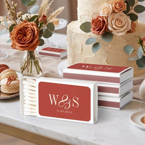 Elegant Rustic wedding favors couples initials Matchboxes