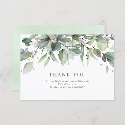 Elegant Rustic Wedding Greenery Thank You Card