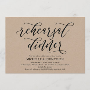 Elegant Rustic Wedding Rehearsal Dinner Invites