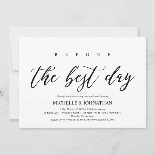 Elegant Rustic Wedding Rehearsal Dinner Invites (Front)