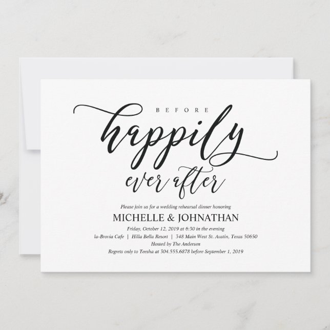 Elegant Rustic Wedding Rehearsal Dinner Invites (Front)