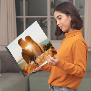 Elegant Rustic Wedding Vintage Wood Photo Monogram Guest Book