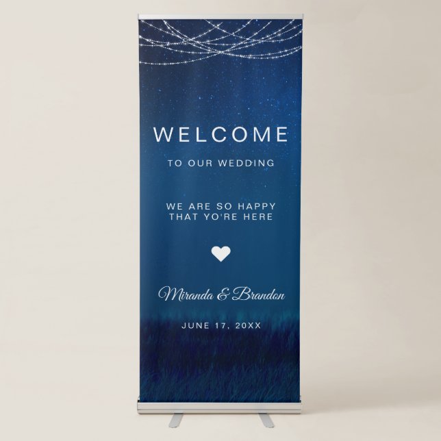 Elegant Rustic Wedding Welcome Retractable Banner (Front)