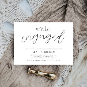 Elegant Rustic We're Engaged Engagement Party Invitation